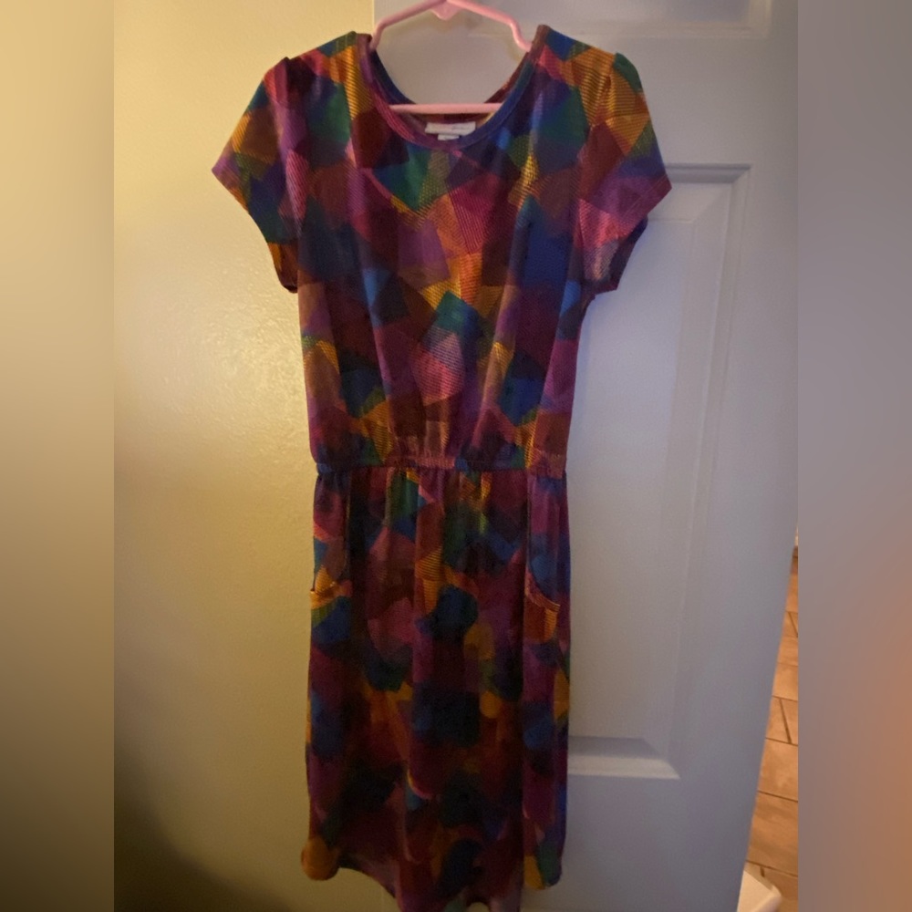 Lula Roe  Diamond Pattern Multicolor Girls Size 10 EUC
